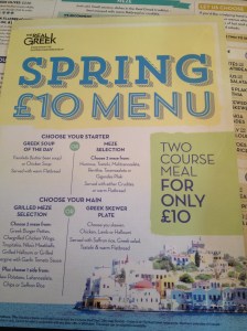 The Real Greek's Spring Menu