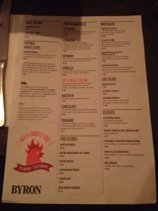 Byron Burger Menu