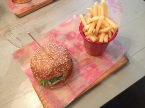 Halloumi and Hummus Burger & Fries