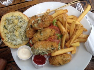 Inside the Fishcakes Burger